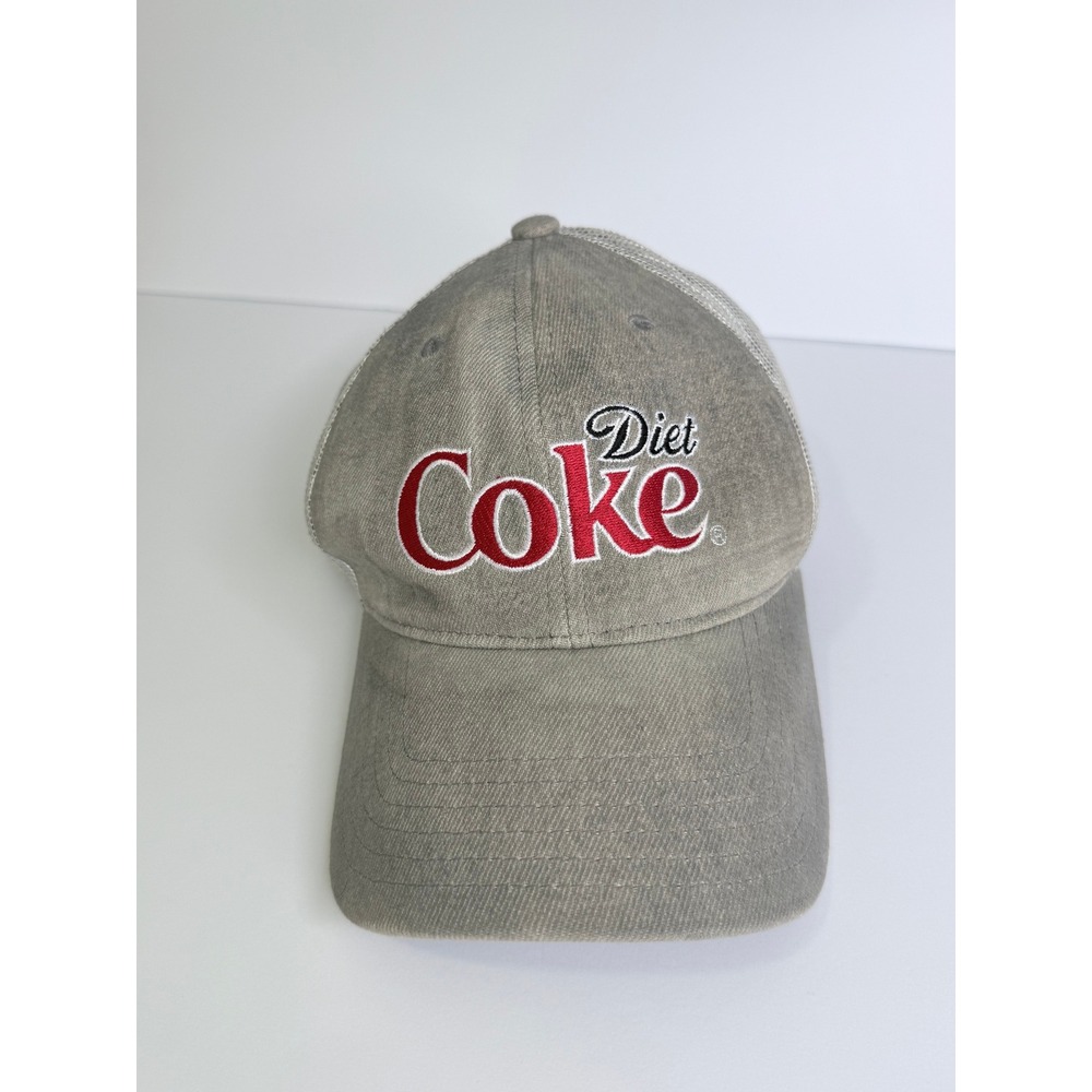 Coca-Cola Diet Coke Trucker Hat Mens OSFA Gray Embroidered Mesh Snapback Cap